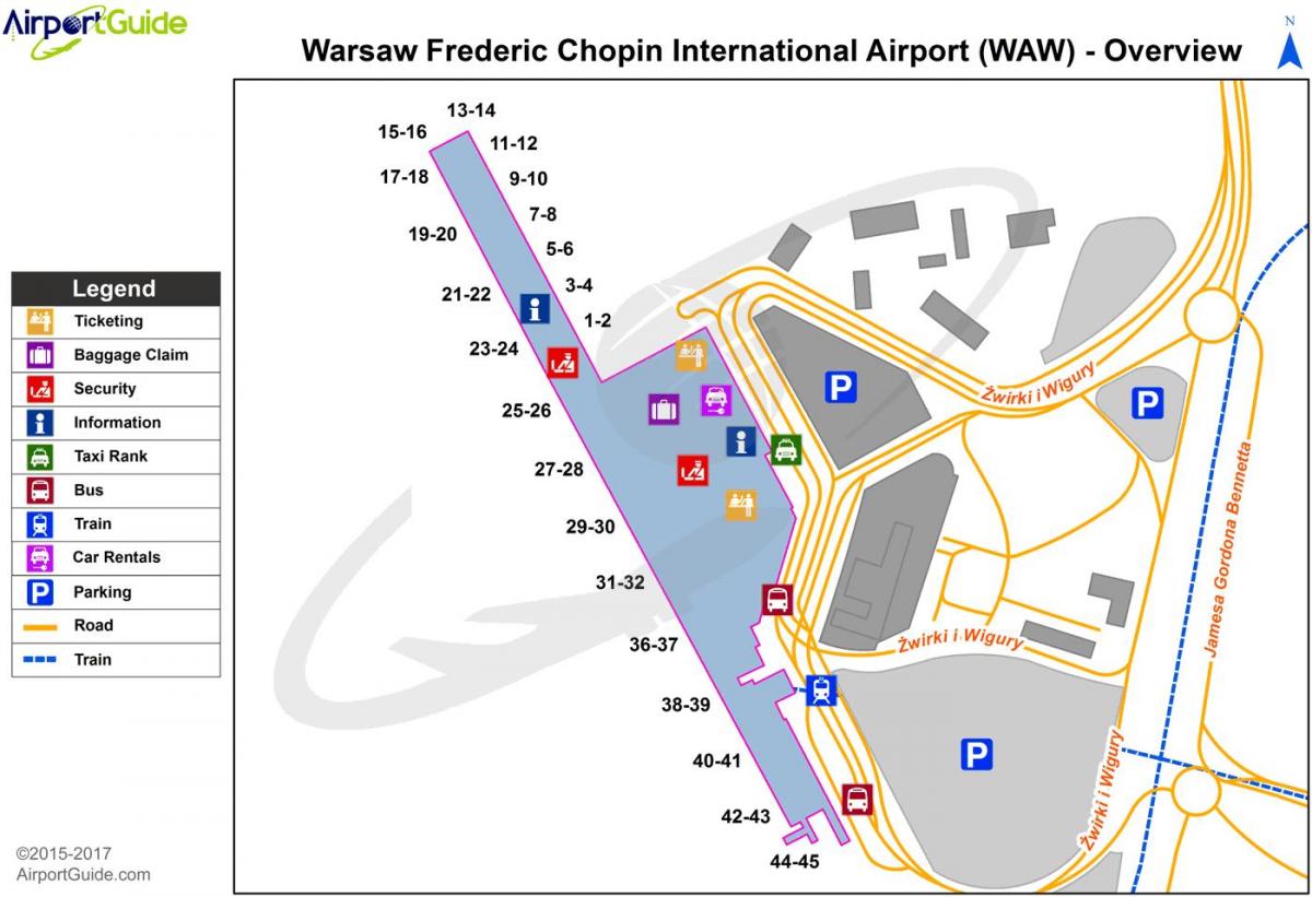 Varšava waw letisko mapu