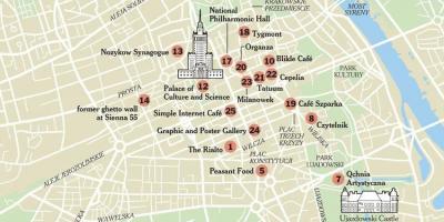 Mapa Varšave, pešia prehliadka 