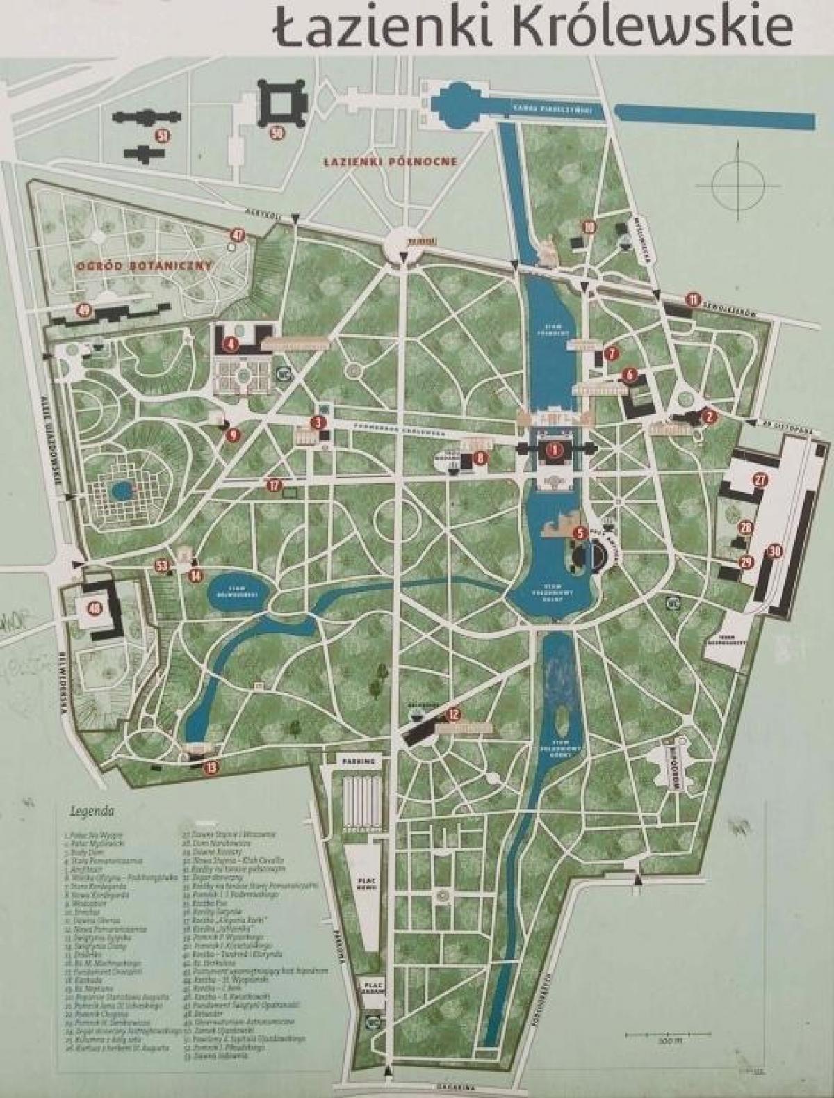 lazienki park Varšava mapu