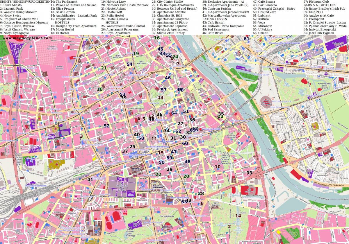 Mapa mesta Varšava 