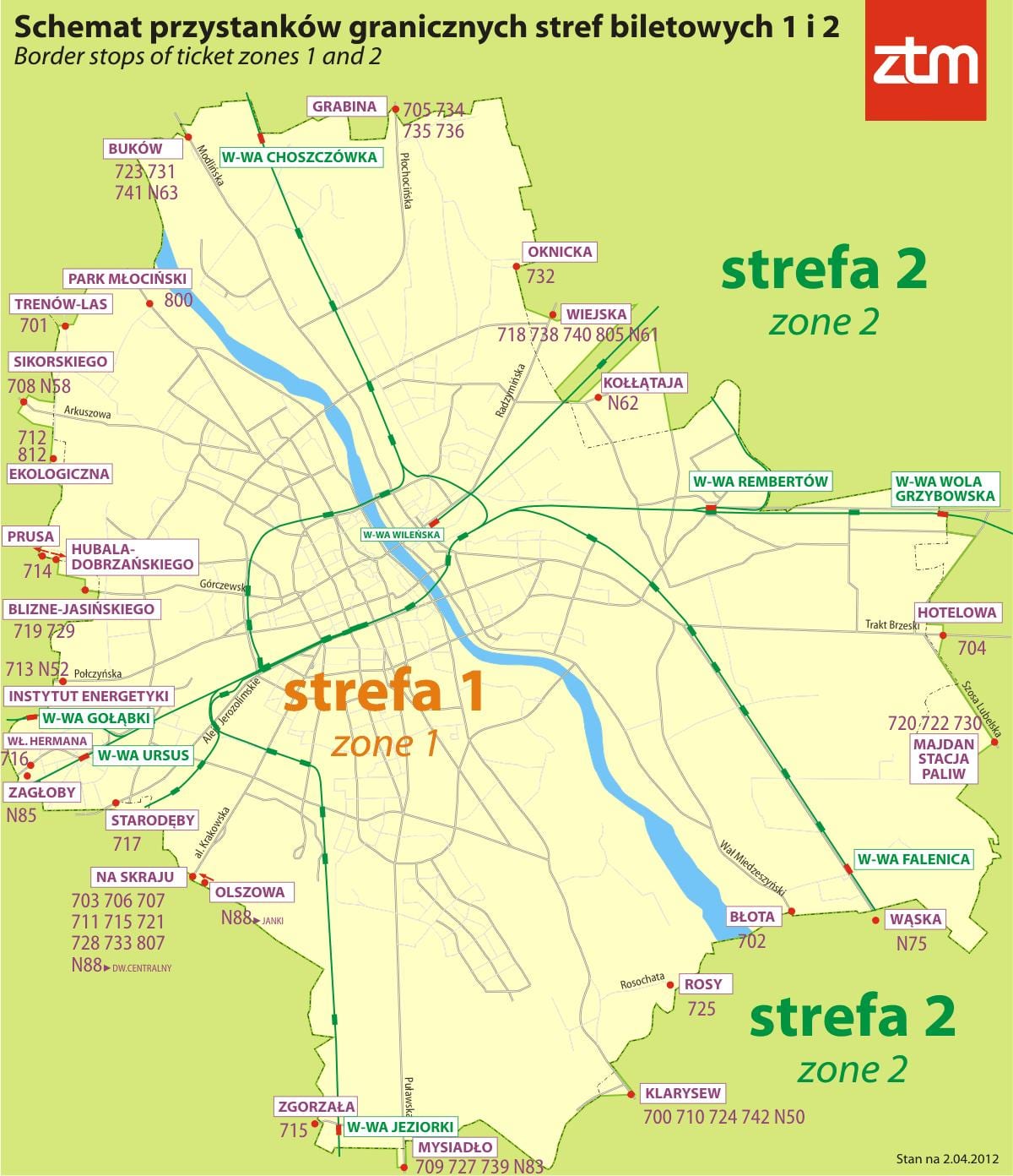 Mapa Europy zóna 1 2 