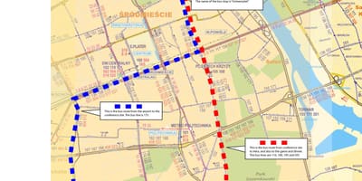 Mapa Europy autobus 175 trasy 
