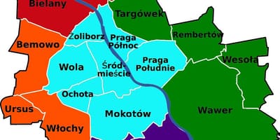 Mapa okresov Varšava 